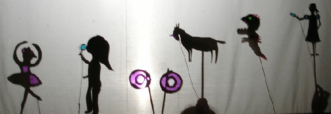 shadow puppets; adults; puppet master